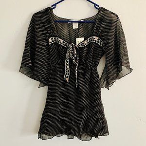 Max Studio Silk Polka Dot Batwing Sleeve Blouse